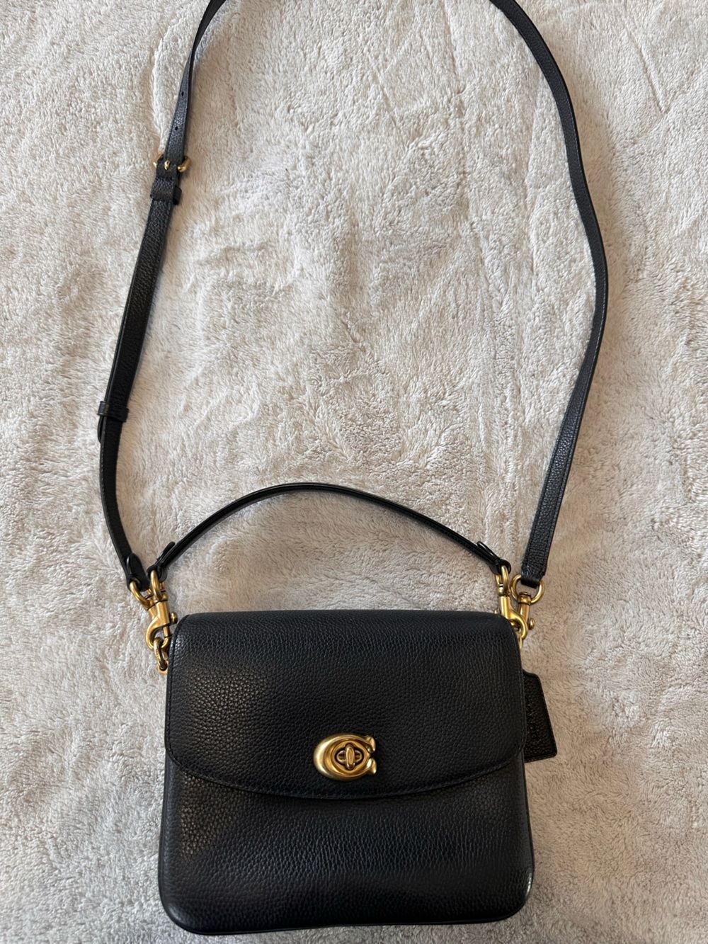 Coach Cassie 19 Black Pebbled Leather Crossbody with Gold Hardware